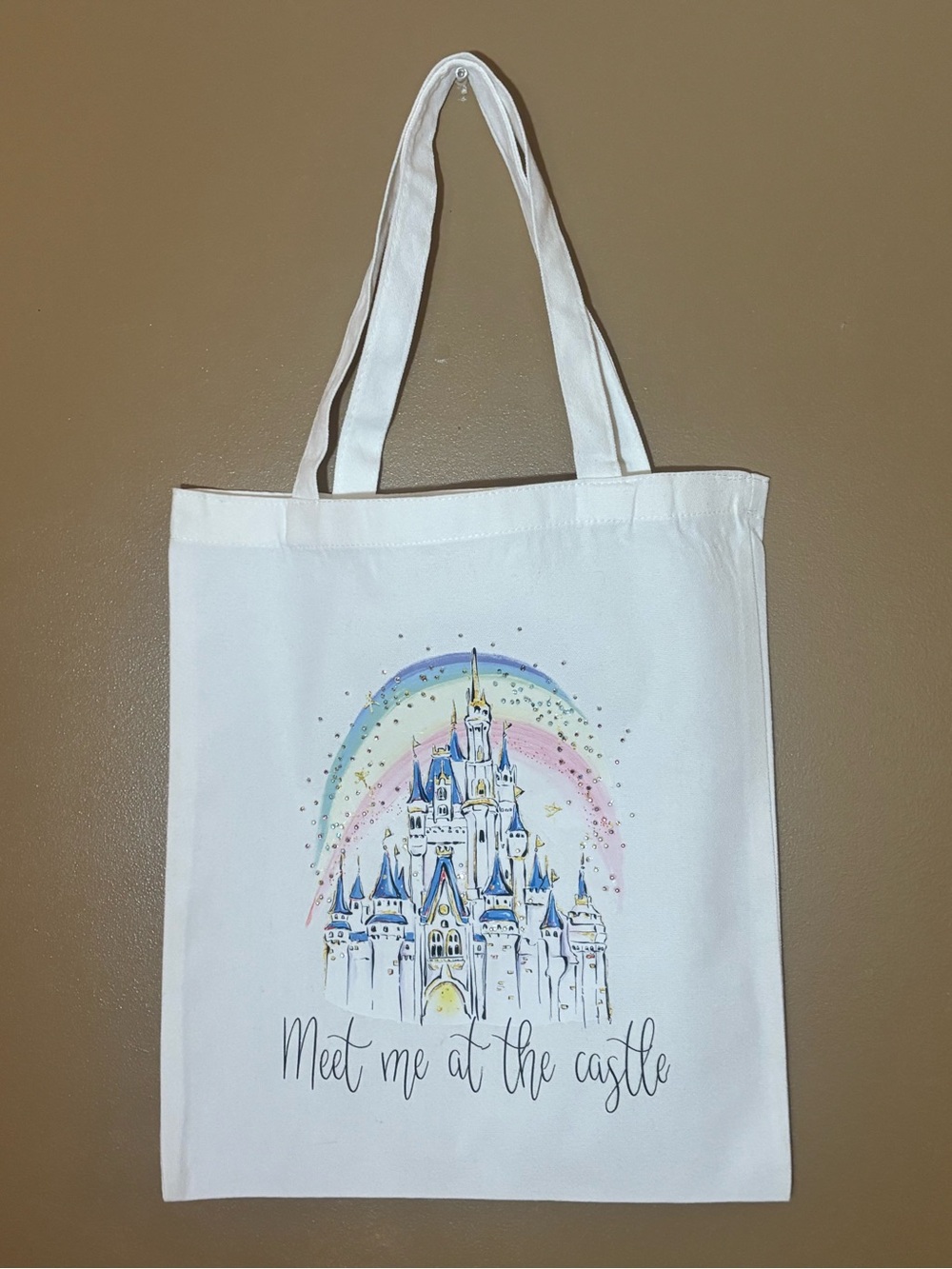 Rhinestoned Meet Me at the Castle Tote, New Handcrafted